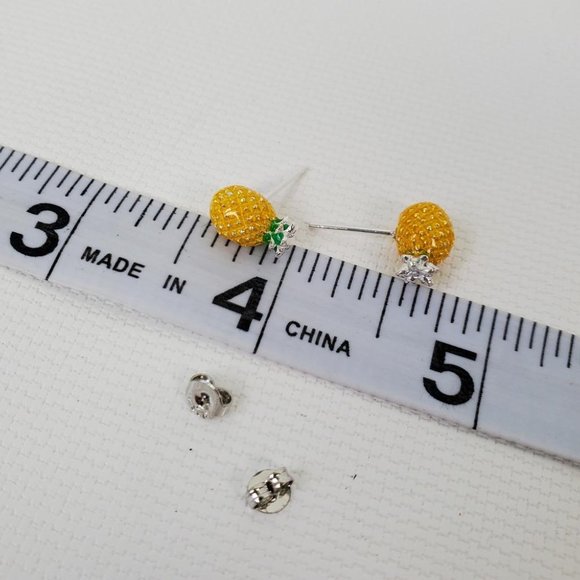 Pineapple .925 Sterling Silver Chic Earrings Studs - Picture 6 of 7